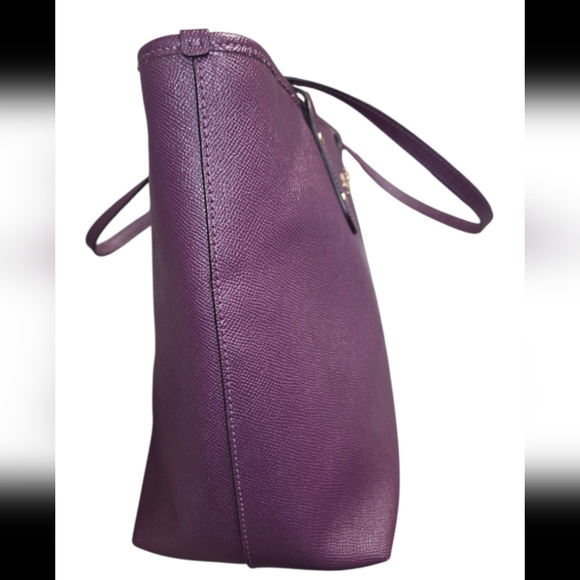 Coach City Zip Tote Purple Saffiano Leather Bag (Style Number F58846) EUC - Picture 5 of 16